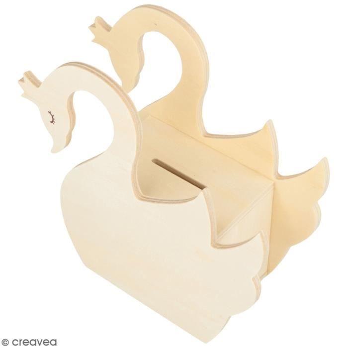 Tirelire - ARTEMIO - Cygne en bois - 15 x 14,5 cm - Blanc - Style enfant