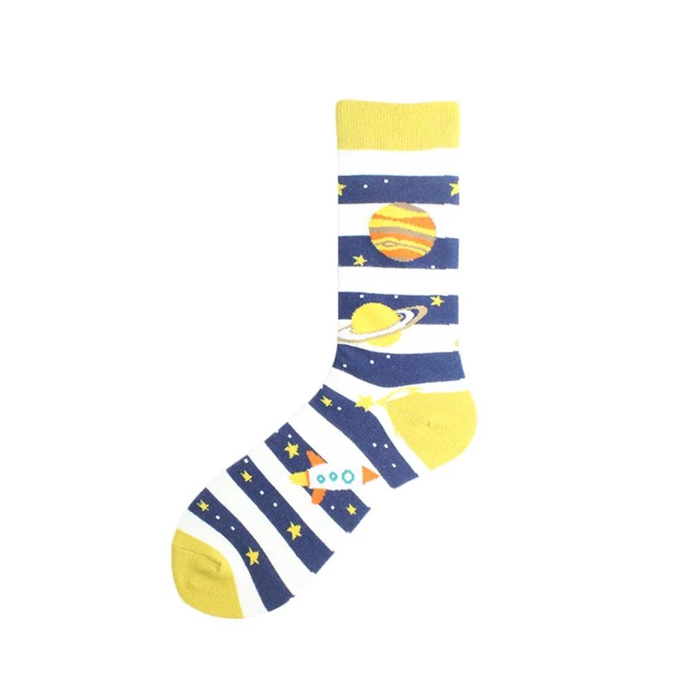 Новые забавные мужские хлопковые носки Alien Planet Universe, европейская американская мода, уличные танцевальные тренды, хипстерские скейтборды, унисекс