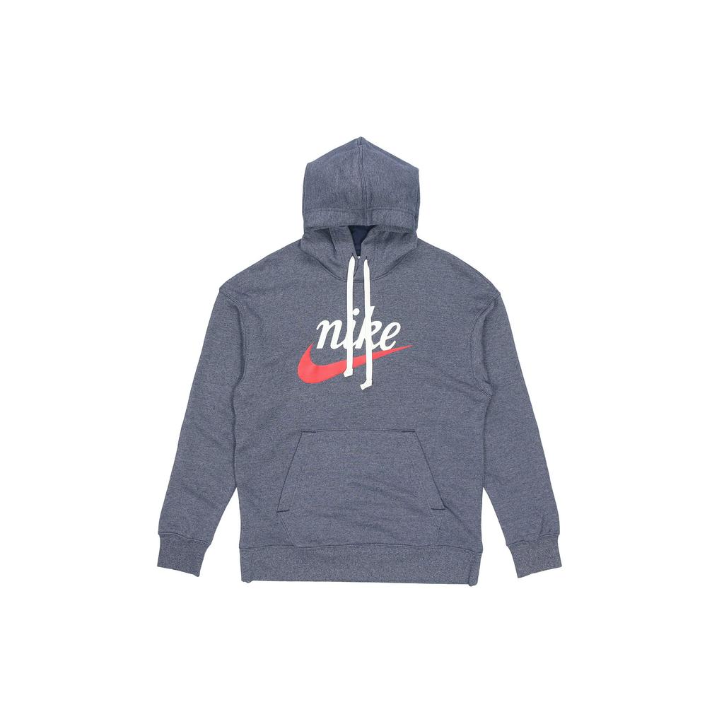 Nike Heritage 2.0 Logo Print Knit Hoodie With Fleece Lining Men Hoodie Dark-Grey BV2934-410