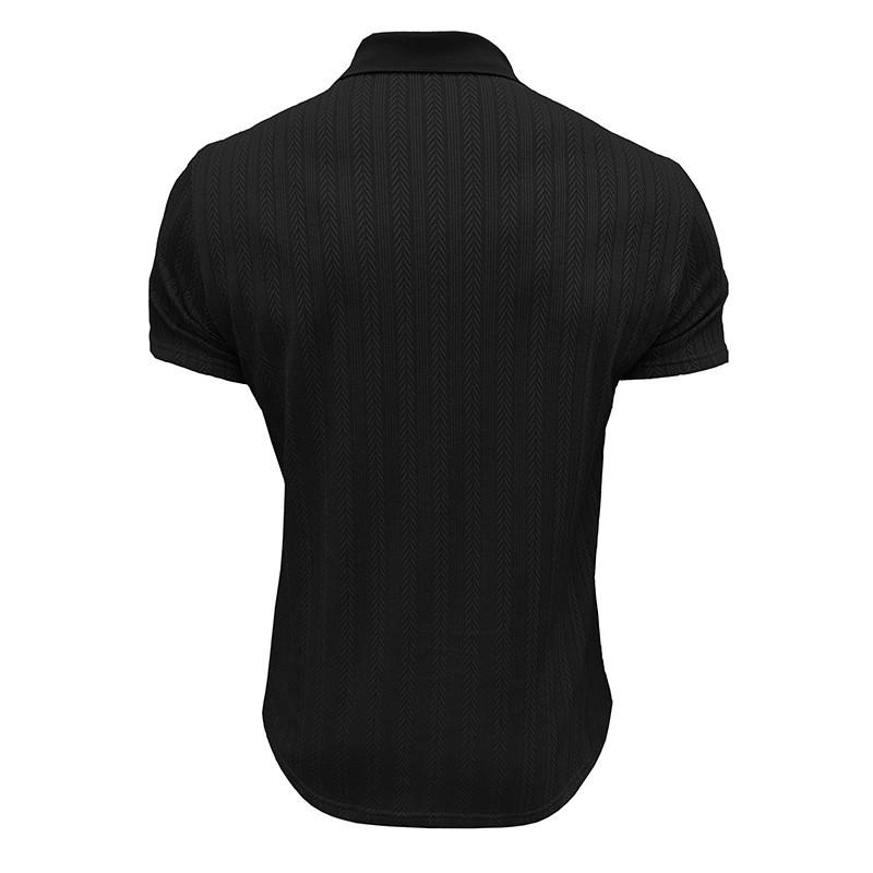 Men's Short Sleeved Knitted T-shirt Top With Round Neck Ribbed Pullover