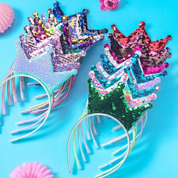 Alode Crown Sequin Party Headband, 12 Deep Rose Red, 4 Pieces