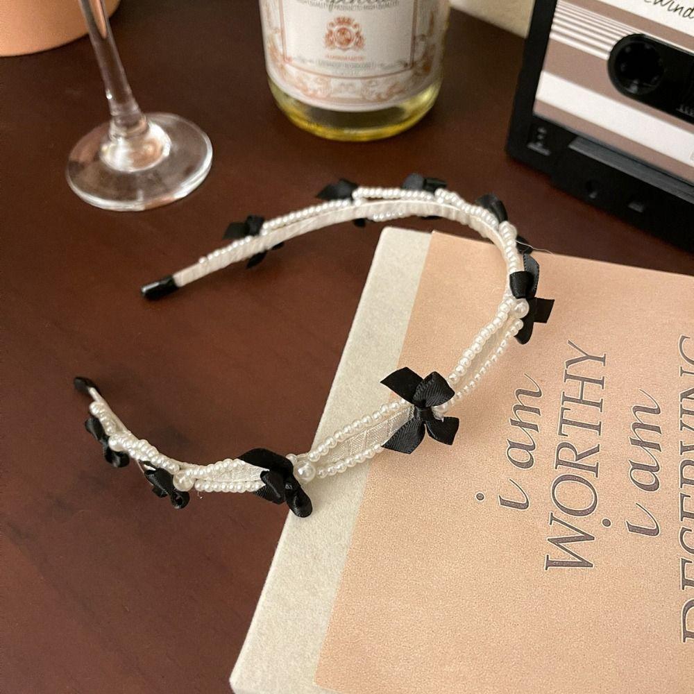 Headwear Pearl Hair Band Korean Style Pearl Hair Hoop Fashion Bow Headband Girl