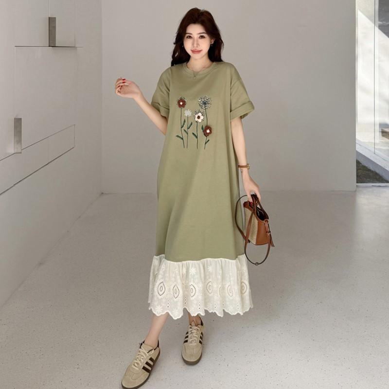 Короткие рукава больших размеров хлопок винтажный цветочный новый в платьях для женщин повседневное свободное длинное летнее платье