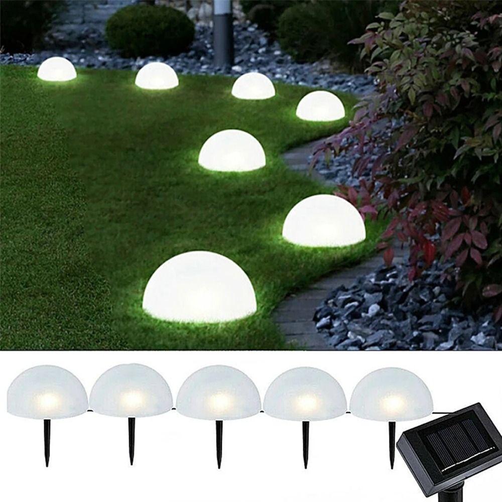 5pcs Half Ball Shaped Solar Ground Lights 1 Drag 5 Cobblestone Lamp  Landscape Stairs Yard Deck