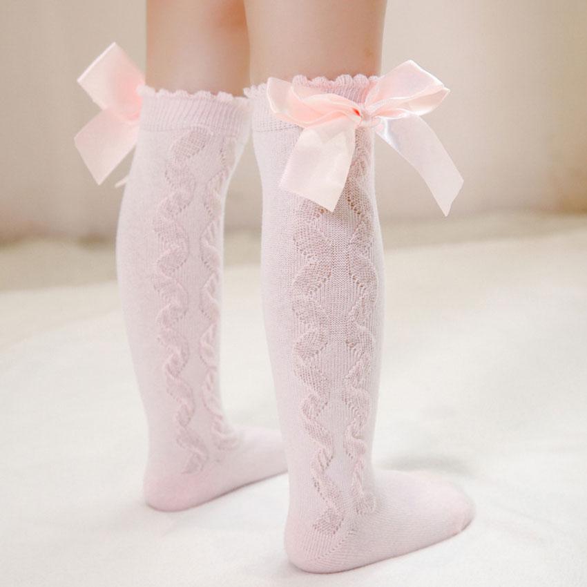 Детские носки, милые носки с бантом в стиле Лолиты, белые носки для новорожденных девочек и мальчиков