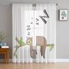 Cartoon Animal Sloth Branches Sheer Curtains for Living Room Decoration Window Curtains for Kitchen Tulle Voile Organza Curtains