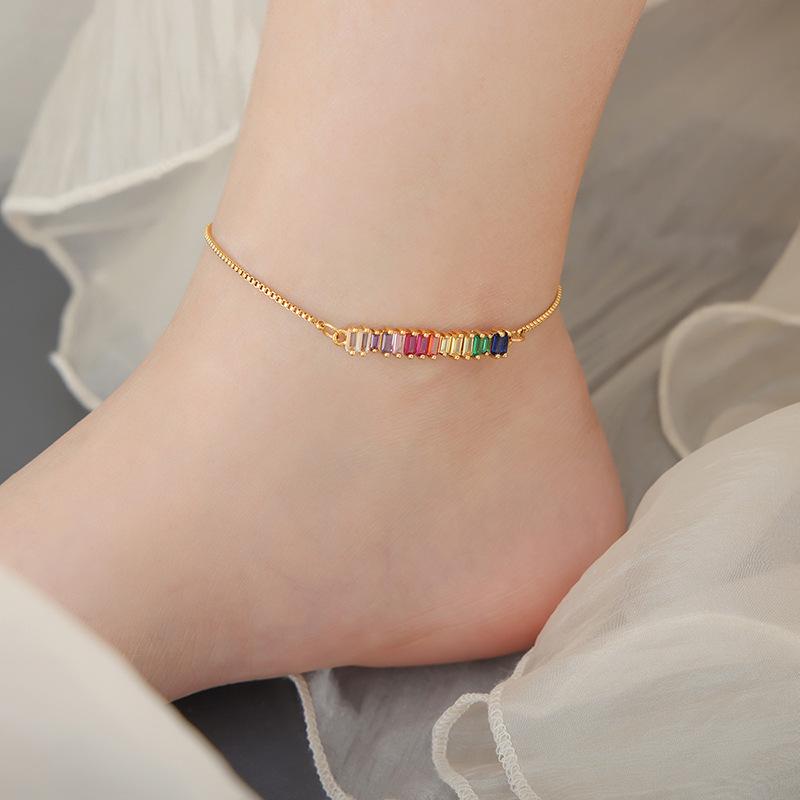 Яркий ретро-барокко циркониевый браслет на щиколотку, титановая сталь, 18K золото, нетускнеющие хип-хоп украшения для женщин