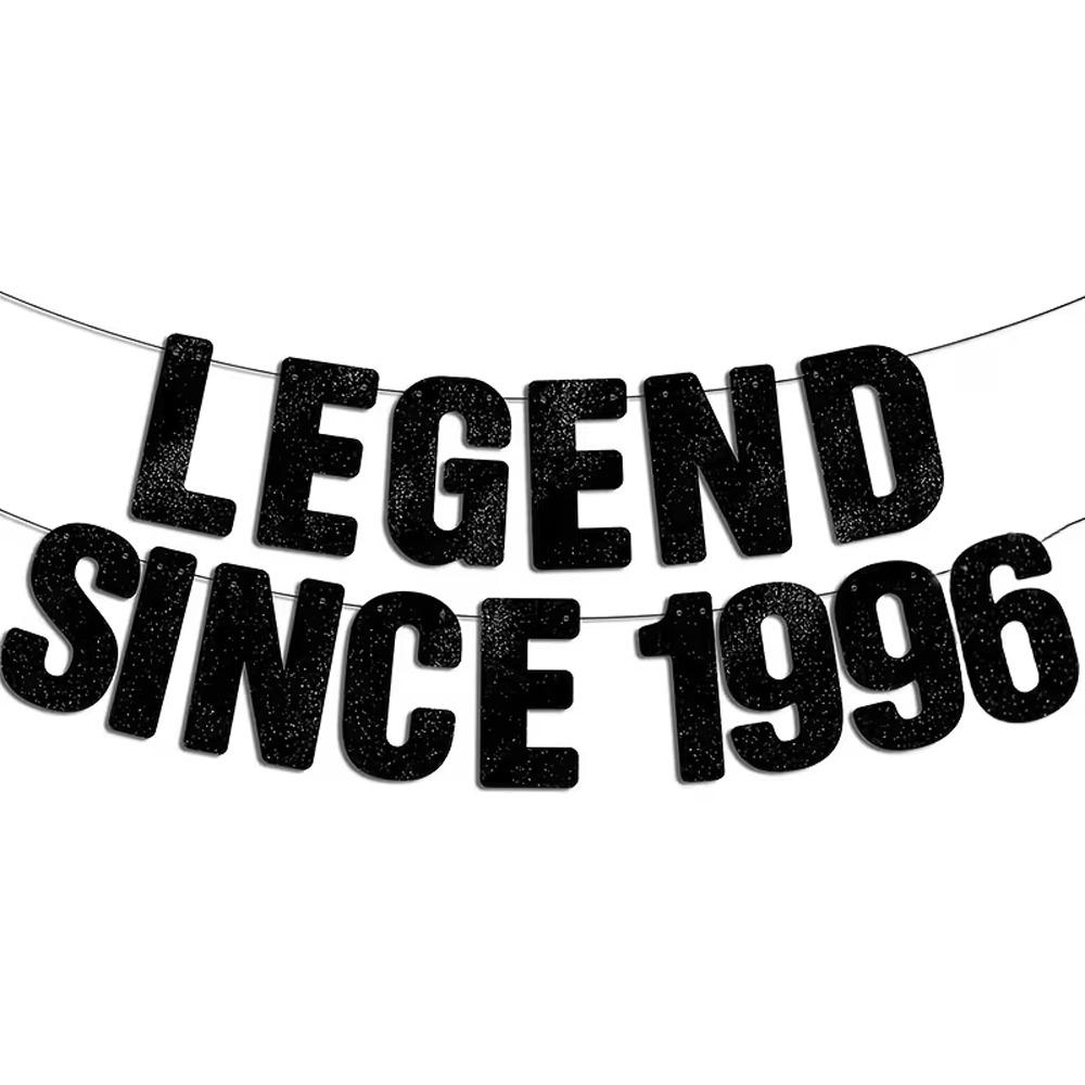 Black Paper Legend Since 1996 Banner Garland Handmade Happy Birthday Banner Decorative Celebrate Party Scene Prop Gift Giving