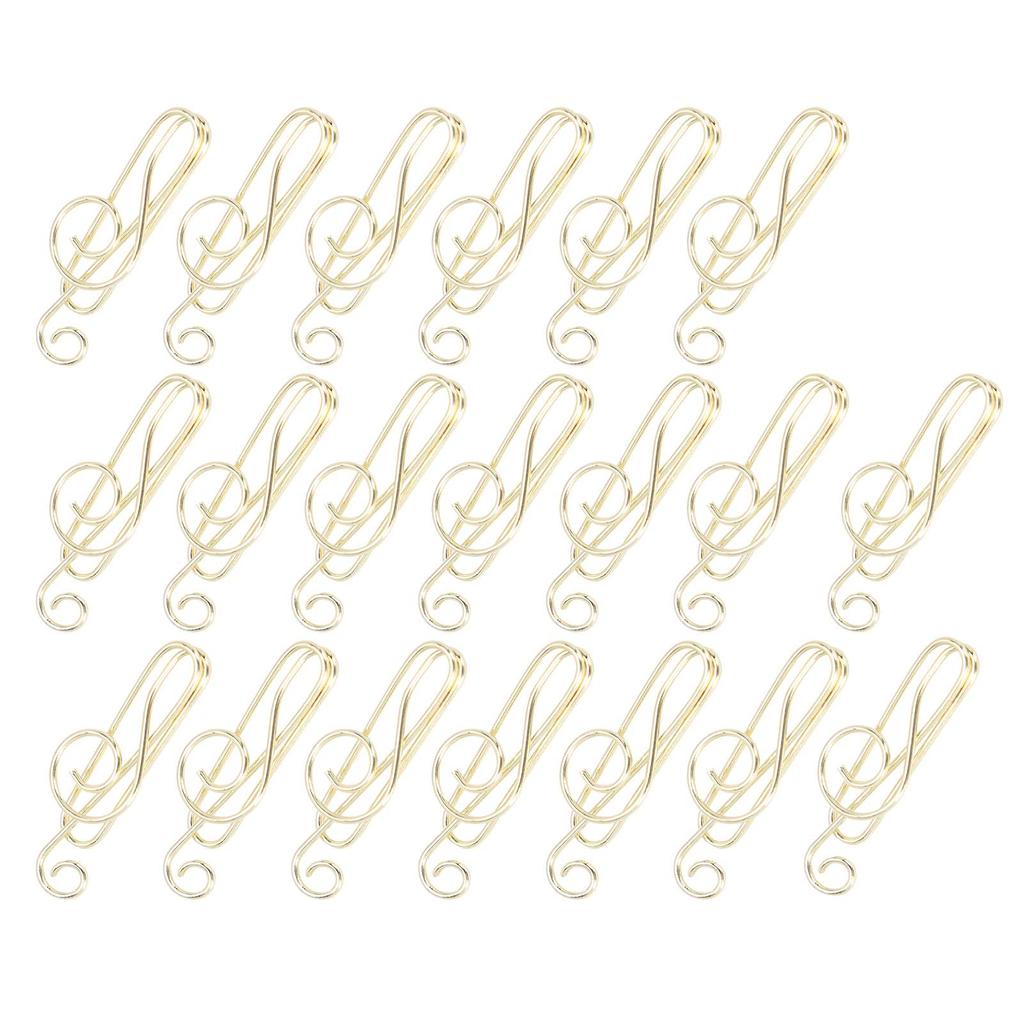 20Pcs Musical Note Paperclip Music Binder Shape Creativity Modeling Metal Craft SuppliesGold