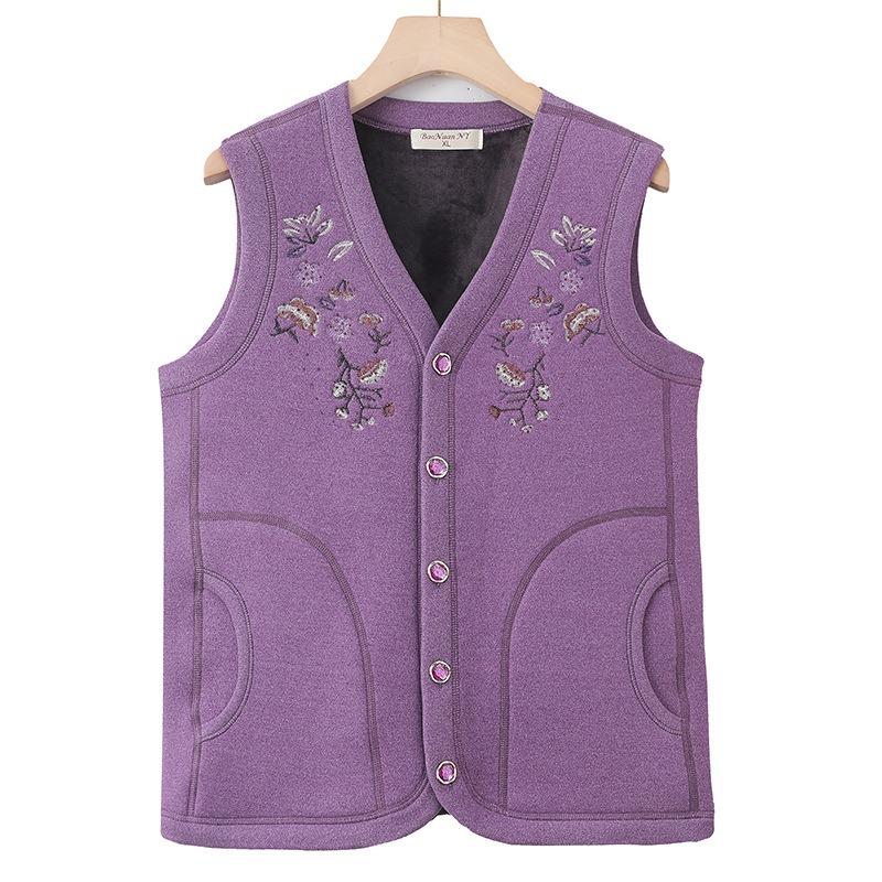 Women's Vest Autumn and Winter Velvet Thickened Vest Old Lady Warm Vest