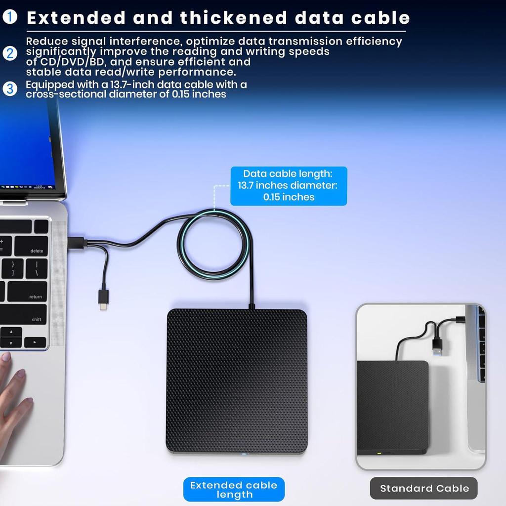 Portable Leather Texture USB Blu-ray & DVD Burner with Optional Combo Function Optical Drive