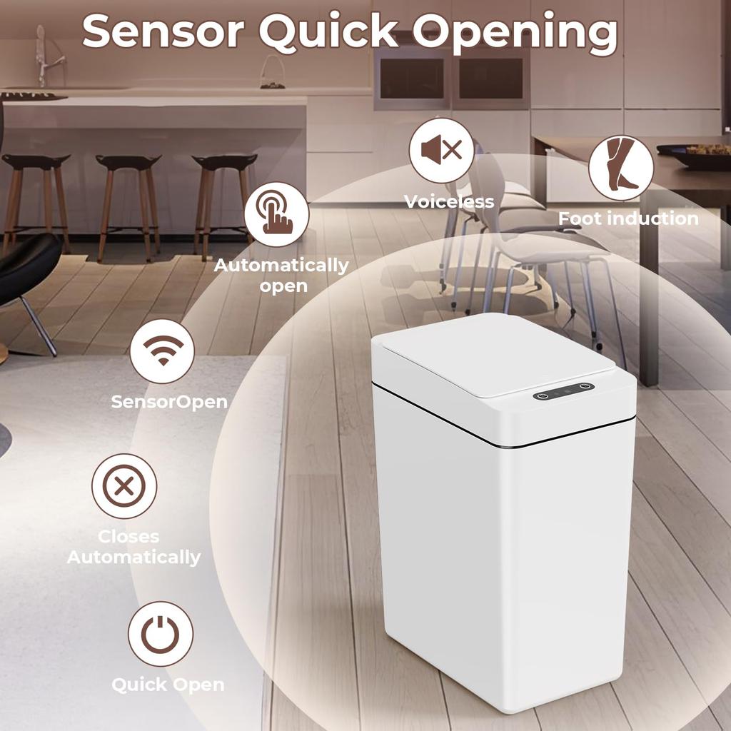 Мусорное ведро для ванной с крышкой 12 литров умное с датчиком движения крышки мусорное ведро водонепроницаемое узкое маленькое мусорное ведро для кухни