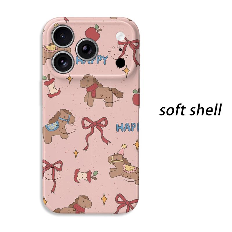 Honey Apple Bow Pony Pink Graphic Art Film Aesthetic Protective Shockproof Bumper Phone Case Cover For iPhone 14 15 16 Pro Max Plus