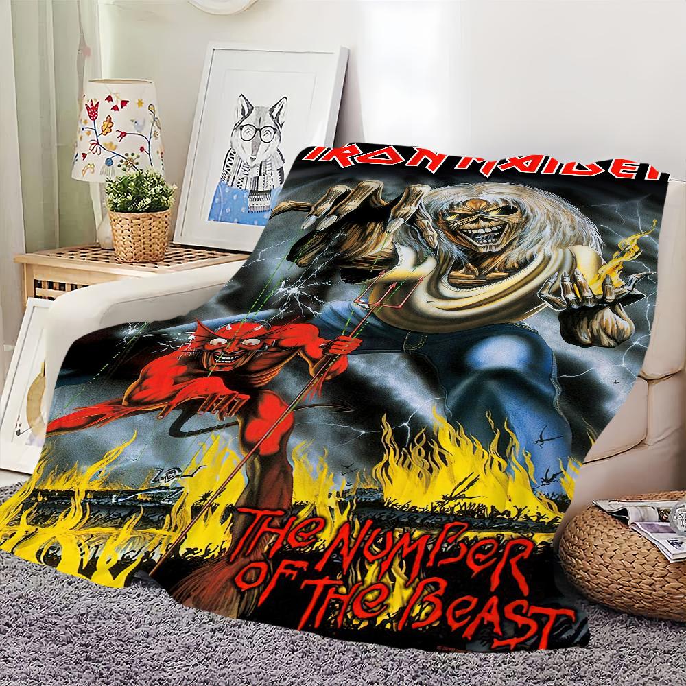 Band Iron Maidens Blanket Skin Friendly Comfort Warm Soft Plush for Sofa Living Room Office Bedroom