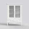Miniature Glass Cabinet LED with White PLA 3D White and Handmade Antique Wooden Furniture for Dollhouses (without Light) Shelf, Sculpture, Brown, 1/6