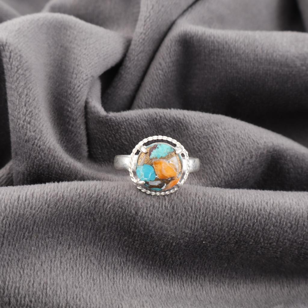 Spiny Oyster Handmade Gemstone Ring, 925 Solid Sterling Silver Ring Designer Jewelry, For Anniversary Gift