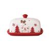 Christmas Elk Santa Claus Pattern Butter Dish with Lid Nordic Style Sweets Cakes Desserts Cheese Plate Butter Container Dishes