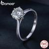 BAMOER 1.0CT Round Moissanite Ring D Color VVS1 EX Lab Diamond Band for Women 925 Sterling Silver Engagement Wedding Gift