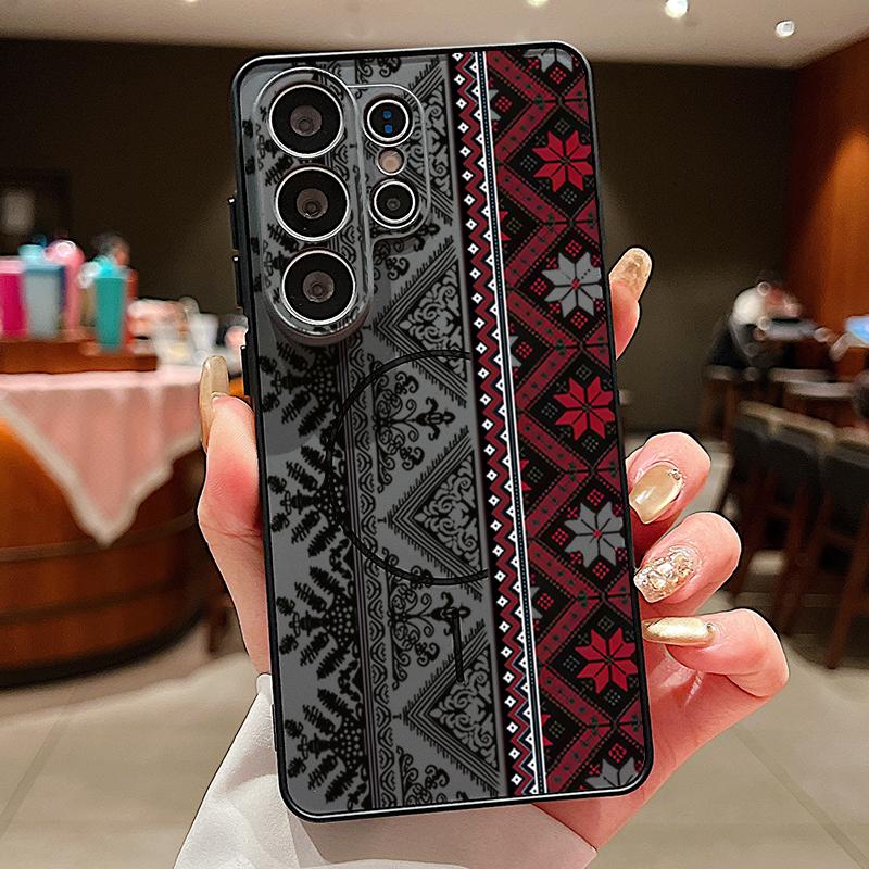 Vintage Patterns Magnetic Phone Case For Samsung Galaxy S25 S26 Ultra Edge S24 S23 FE A17 A56 A37 A16 A35 A55 A15 A36 5G Cover