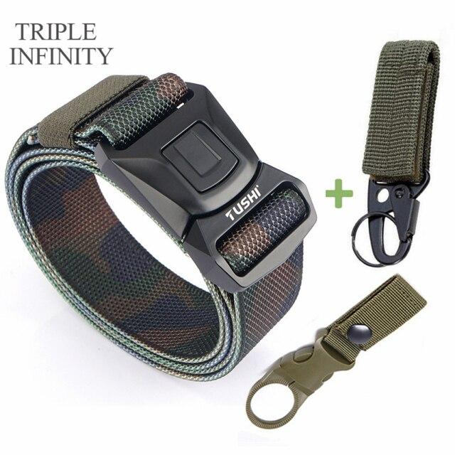 Новый мужской ремень для брюк, цинковый сплав, сменная пряжка, защитные мужские ремни для работы на открытом воздухе, быстросохнущий прочный нейлоновый повседневный вязаный ремень