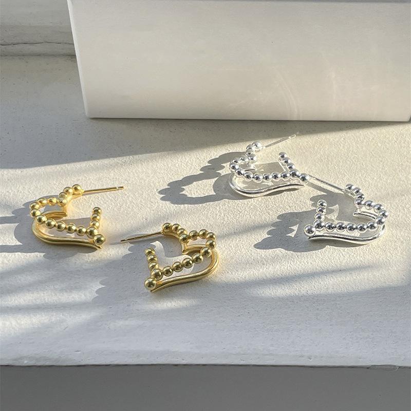 Французские легкие роскошные двухслойные серьги-гвоздики Love женские серьги Ins Niche Temperament нестандартные серьги в стиле ретро