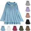 Women's Fashion Solid Color Pocket Button Hooded Loose Casual Plush Top