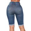 Womens Summer Elastic High Waist Short Pants Half Slim Fit Denim Jeans