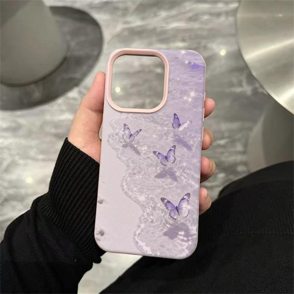 Purple corrugated butterfly Phone Case For iPhone 17E 16E 15 14 13 12 11 Pro Max Plus 17 Air Anti-fall Protective Cover