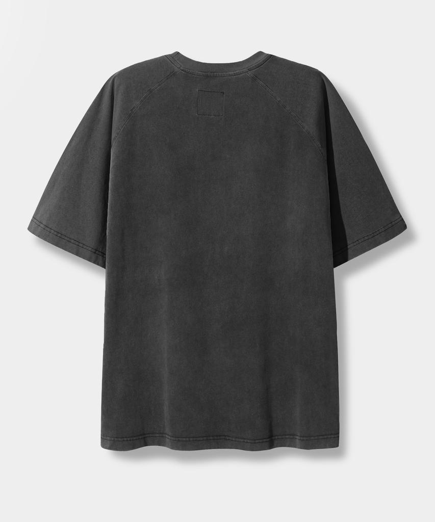 Dimiteulibeullaeg Футболка с коротким рукавом Raglan Color Block Pigment Artwork_Угольный