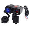 Motorcycle 12V Dual Usb Power Port Blue Led Scooter Atv Charger Adapter Cigarette Lighter Socket Outlet With Voltmeter Waterproof