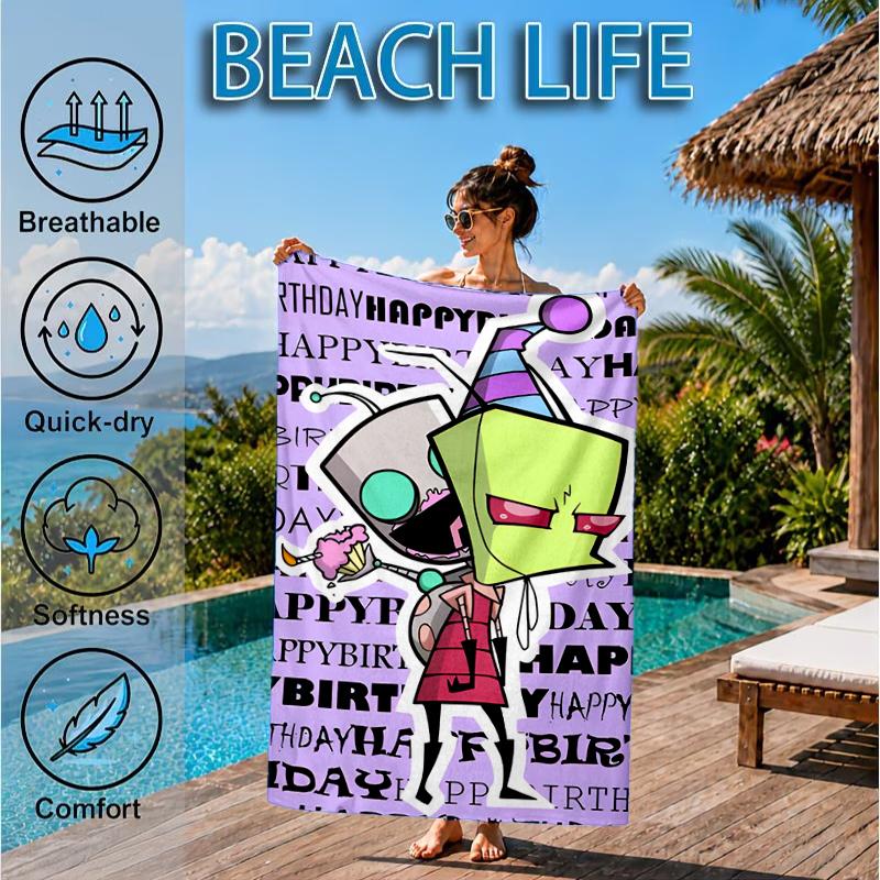 Alien Invasion Pattern Beach Towel, Microfiber Beach Towel, Perfect For Pool, Beach, Travel, Home Decor Beach Party Fan gifts