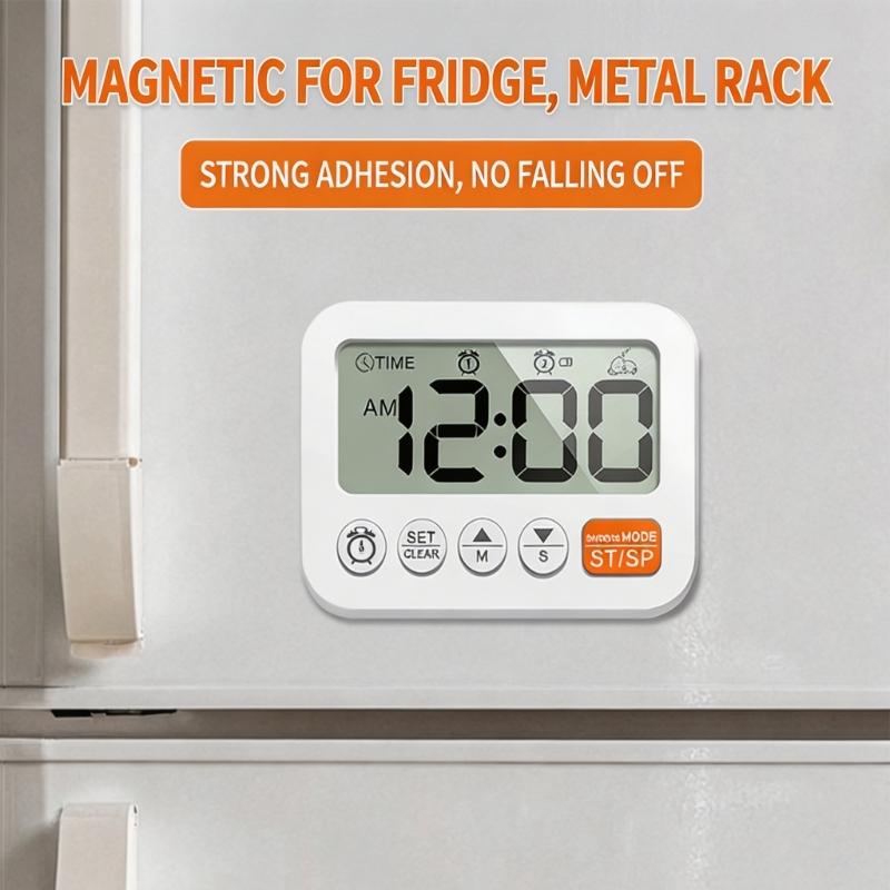 Digital Alarm Clock with Large Display, Two Alarm Functions, Up and Down Time Support, Magnetic Stand for Kitchen Desk Use Daily Indoors