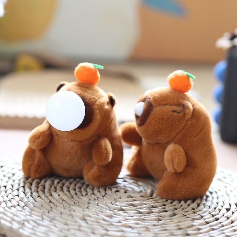 Stuffed Capybara Plush Toy With Wiggling Tail For Kids Gift And Bag Decor