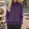 Женские кардиганы со стойкой, свободные, на пуговицах, вязаные, теплые, с длинным рукавом, уютные, повседневные, пальто-свитер