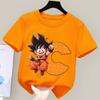 Детская футболка Dragon Ball Goku Мультяшная с буквами от A до Z Топ для мальчиков и девочек Оранжевая одежда Новая детская одежда с коротким рукавом Подарок