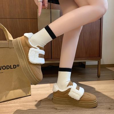 CRLAYDK Женские замшевые зимние теплые ботинки на меху, удобные ботильоны на платформе, милые короткие ботинки, повседневные уличные кроссовки