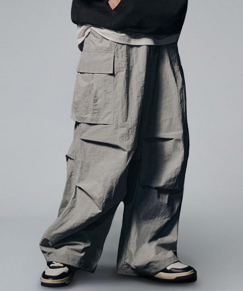 NOT4NERD Parachute Nylon Cargo Pants - Light Gray
