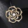 Elegant Camellia Pearl Brooch Retro Light Luxury Temperament Brooch Pin Women'S Exquisite High-End Coat Accessories