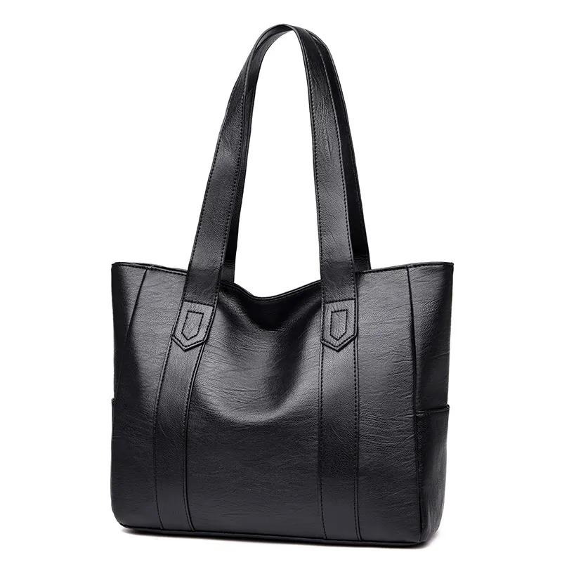 Сумки Большие женские кожаные сумки Tote + сумка для покупок на плечо