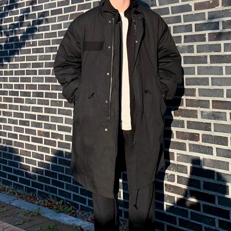 Зимнее утолщенное хлопковое пальто средней длины, ветровка, мужское в корейском стиле, универсальное, модное, свободное, японское хлопковое пальто