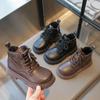 New Spring Autumn Kids Shoes Boots for Girl Solid Color Toddlers Leather Boots Fashion Thick Bottom Children Causal Ankle Boots