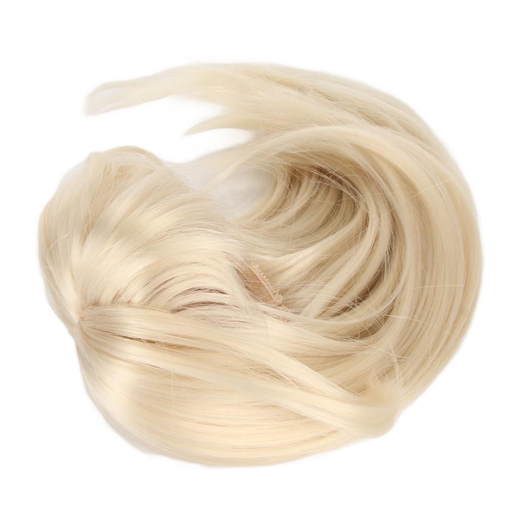1 6 Ball Jointed Doll Wig for 15.5 To 17cm Doll Milk Gold Long Hair with Bangs DIY Doll Wig