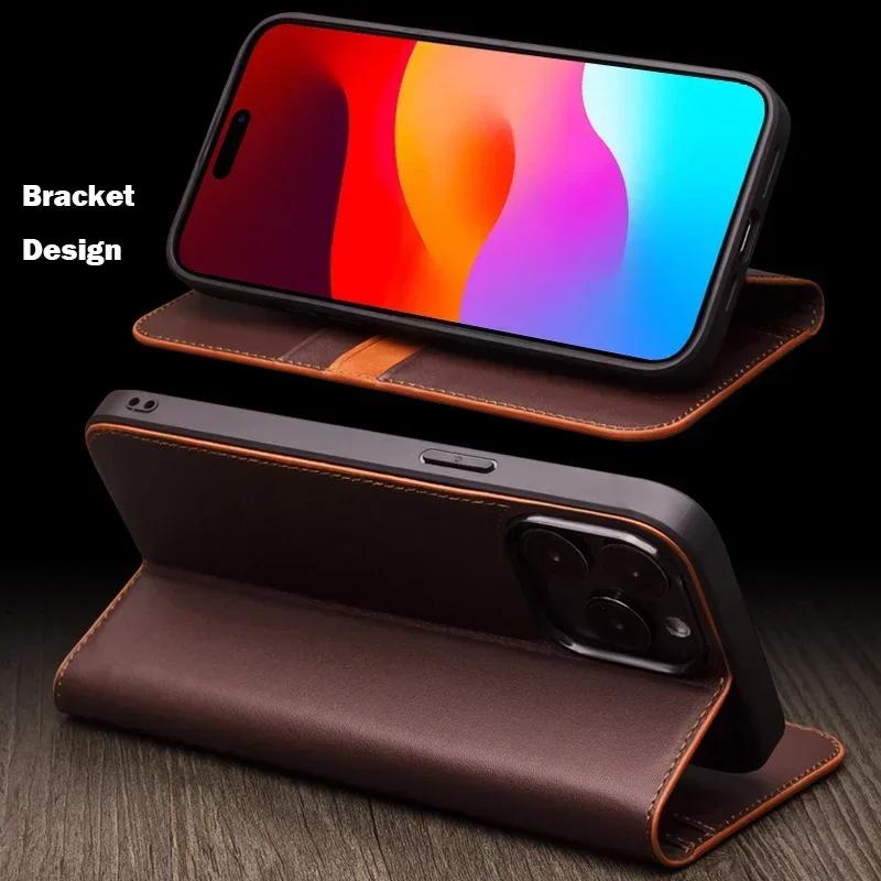Оригинальный кожаный чехол-книжка для IPhone 13 Pro, ручная работа, модный, деловой, с отделениями для карт, для IPhone 15 Pro Max/15/14