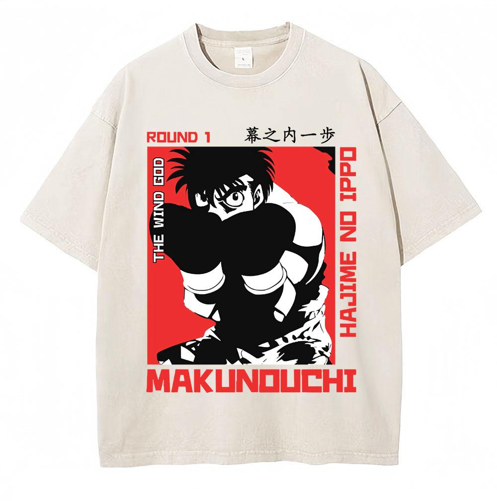 Винтажные выстиранные футболки Аниме Hajime No Ippo Боксерский зал Камогавы Макуноучи KGB Футболки Унисекс Женские Свободные Хлопковые Летние Футболки