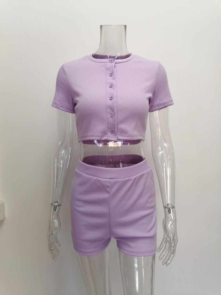 Женский летний модный спортивный костюм из 2 предметов, укороченный топ с короткими рукавами и шорты, повседневная спортивная одежда, домашняя одежда