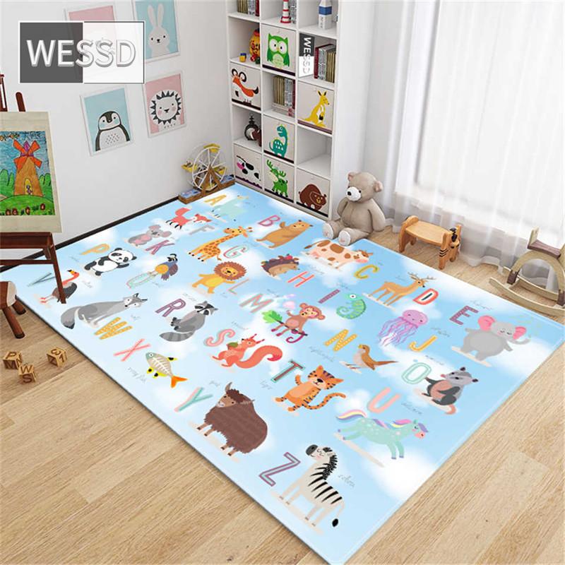 Мультфильм Буква Номер Животное Головоломка Игровой Коврик Симпатичные Детские Коврики Спальня Большой Ковер Мягкий