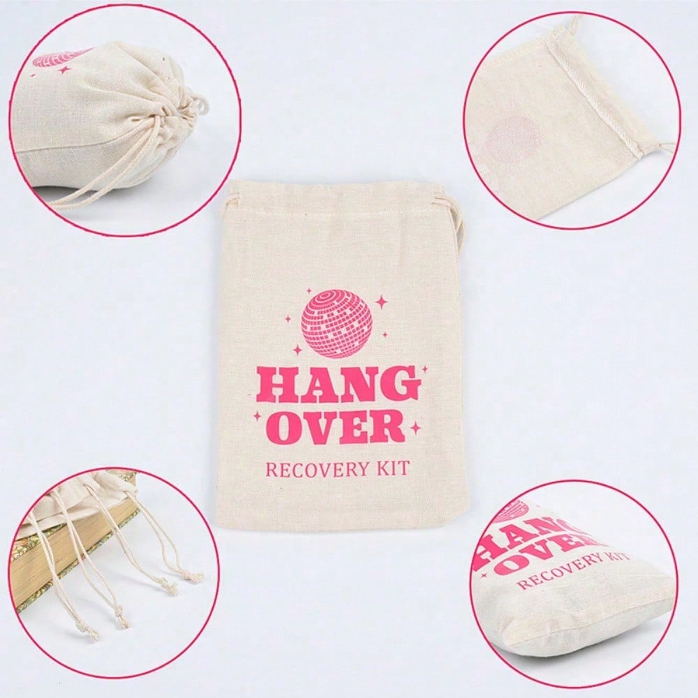 10pcs Hang Over Kit Bags, Bag Linen Recovery Kit Wedding Party Gift Bag HANGOVER KIT Gift Storage Bag Party Drawstring Portable Wrap Bag