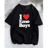 I Love Emo Boys T Shirt Unisex Unisex Fashion T-shirt Cotton Tshirt Kids Hip Hop Tops Tees Boy Tees Funny Letter Camisetas Y2k