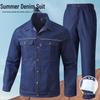 Мужской комплект рабочей одежды с защитой от ожогов для электросварки - Джинсовая холщовая рубашка