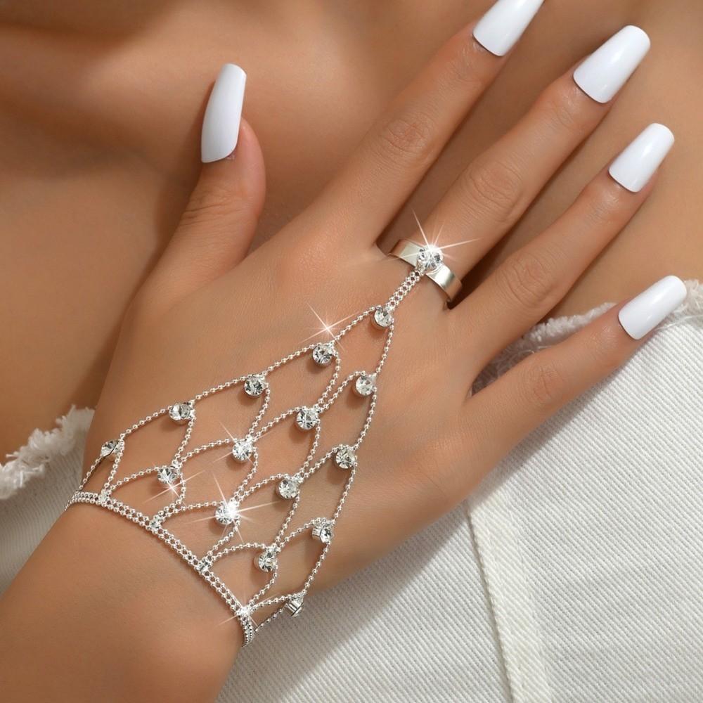 Vintage Fashion Hand Chain Ring Luxury Elegant Hand Chain Wedding Party